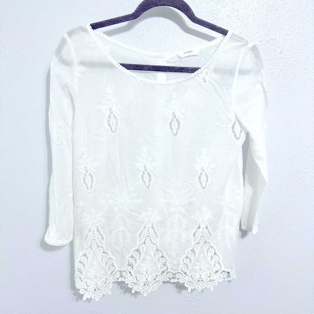 ba&sh charlotte white eyelet blouse size 1/small
